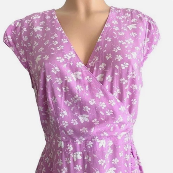 J. Crew Purple Floral Faux Wrap Ruffle Dress - Picture 5 of 11